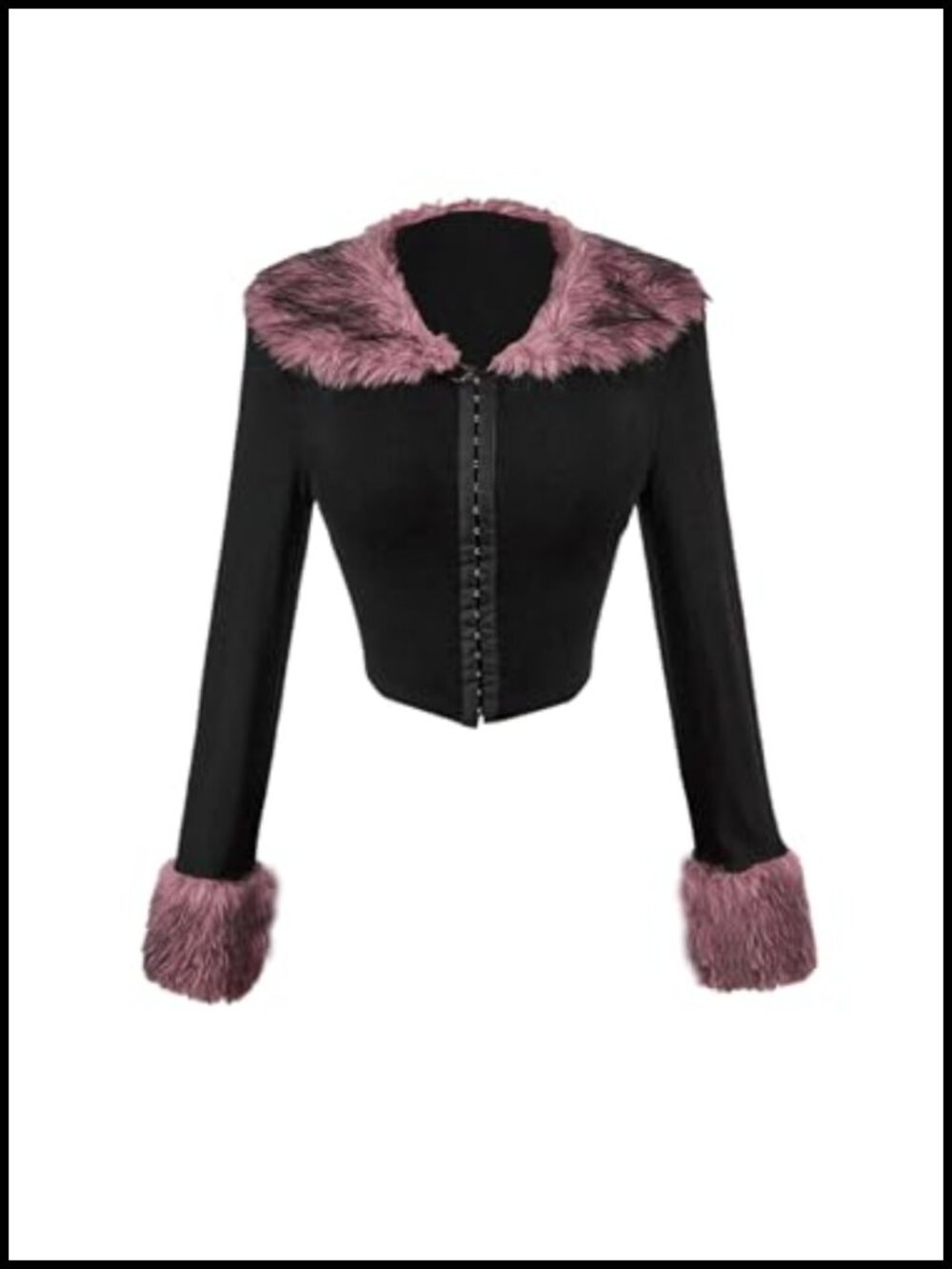 Faux Fur Cropped Fuzzy Long Sleeve Collared Fitted Coat